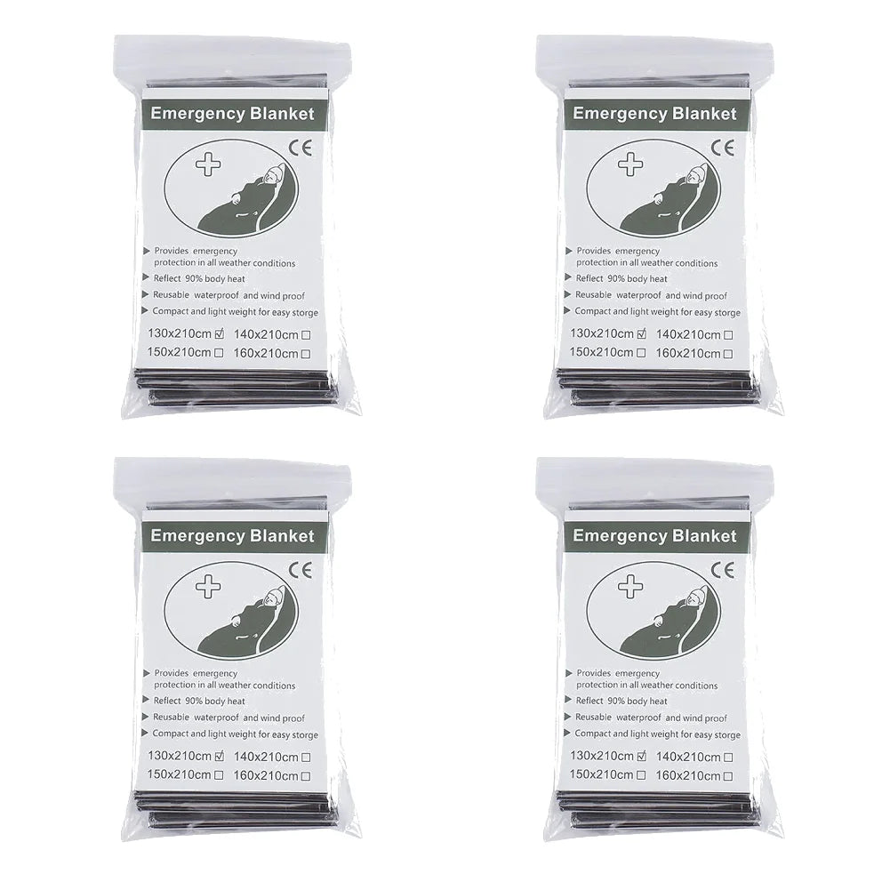 Emergency Survival Blanket Set – 1-10PCS Windproof, Waterproof Foil Thermal Blankets for Outdoor, Camping, First Aid & Rescue