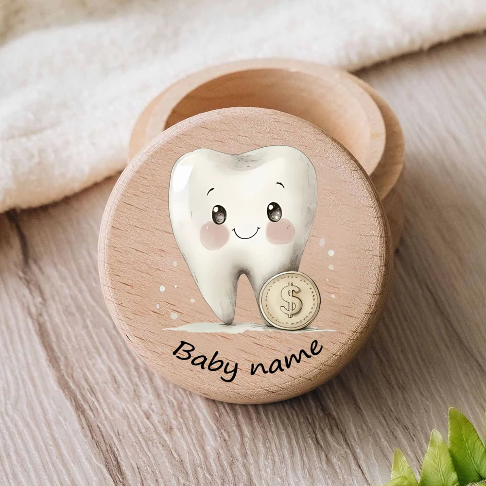 Personalized Baby Tooth Box – Wooden Milk Teeth Storage Box with Custom Name, First Tooth Keepsake Box for Boys & Girls