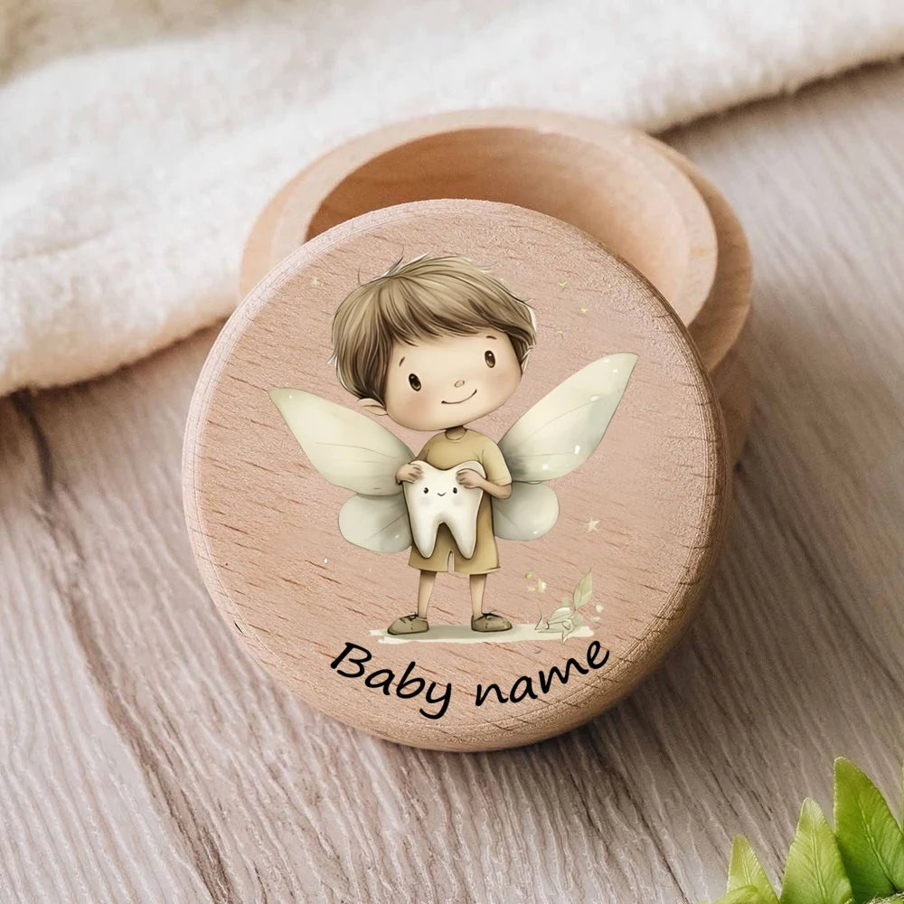 Personalized Baby Tooth Box – Wooden Milk Teeth Storage Box with Custom Name, First Tooth Keepsake Box for Boys & Girls