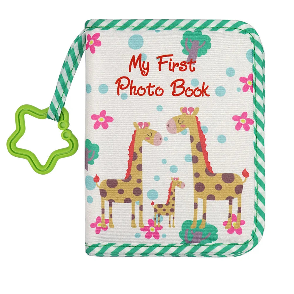 Newborn Baby Photo Album – First Year Memory Book for Babies, DIY Growth Album with Family Record, Baby Shower Gift, Giraffe Theme
