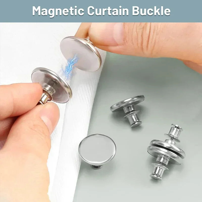 4/8 pack of magnetic curtain buttons, detachable curtain clips, prevents light leakage, and allows for curtain adjustment.