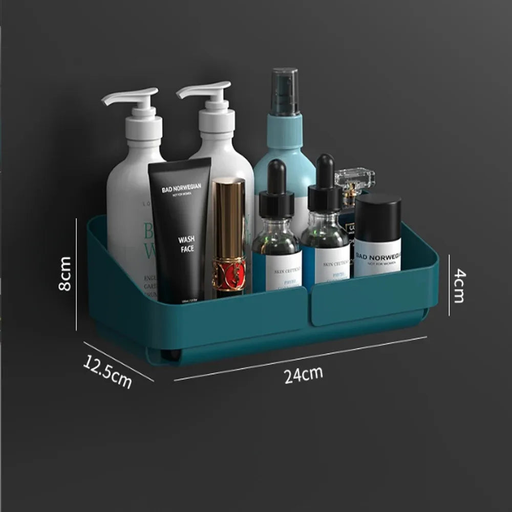 Bathroom  Kitchen Convenience Rack Shelf Makeup Storage Organizer Cosmetics Shampoo Rack Shower Shelf Wall Spice No Drilling