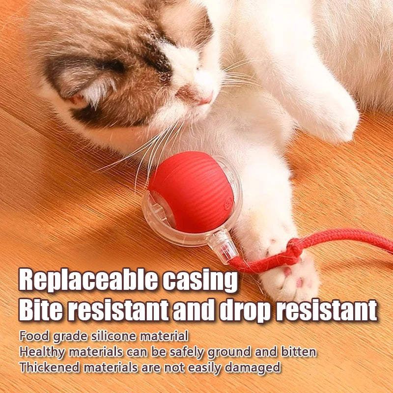 1PC Smart Cat Toys Automatic Rolling Ball Fake Tail Rechargeable Electric Pet Interactive Toy Cat Training Imitate Mouse Tail 1P
