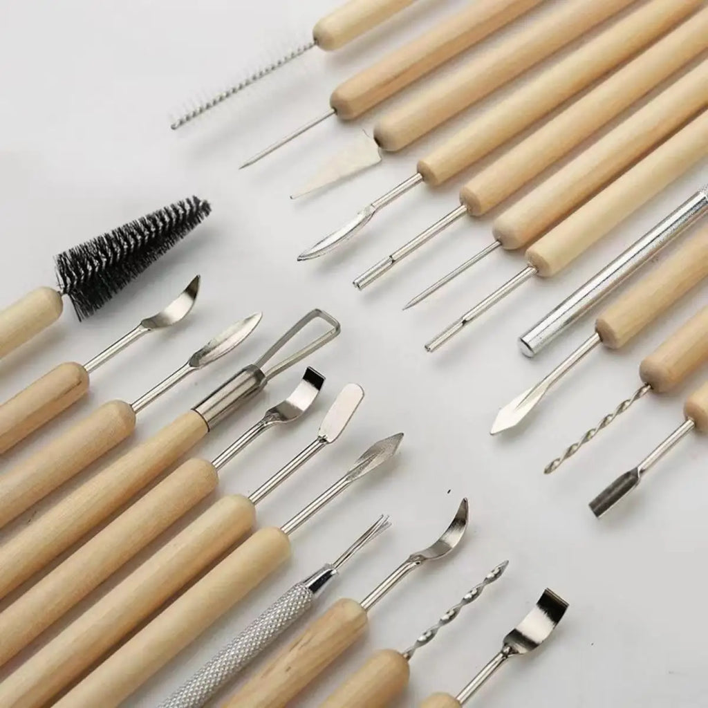 11pcs/set Pottery Tools  Wood Double-Ended Wire Knife For Clay Repair, Clay Sculpture Carving Tool Set Ceramic Polymer carveKit