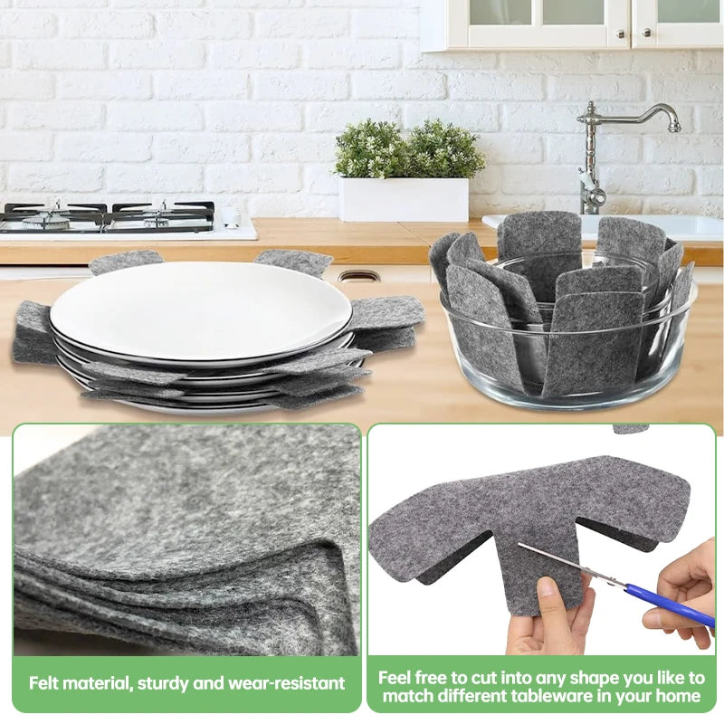 3/9/12Pcs Pot and Pan Protectors Pot Dividers Pad Non-woven 3 Sizes Pans Separator Pads for Protecting Cookware Kitchen Tools