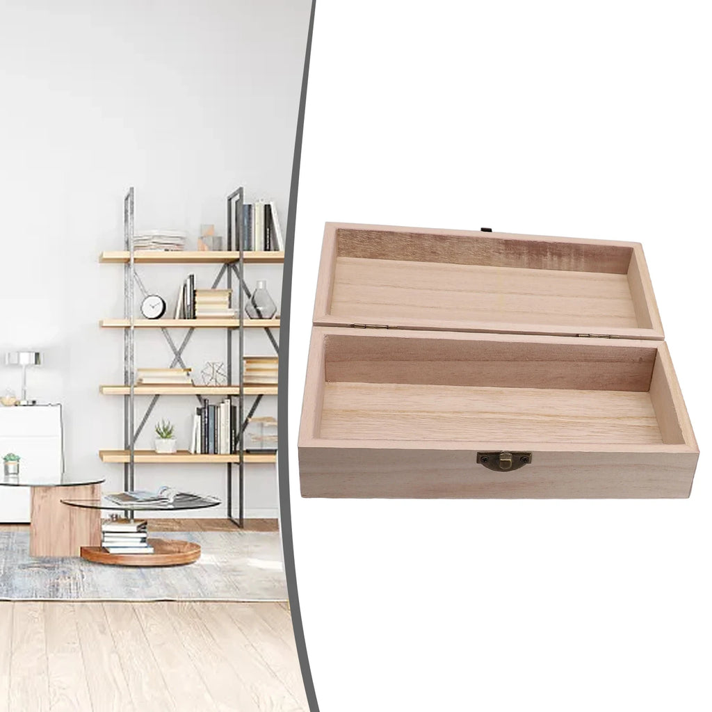 Rectangular Wooden Storage Box For Store Tea, Coffee Beans And Decorate Home Retro Buckle Wooden Box 20 X 10 X 6 Cm
