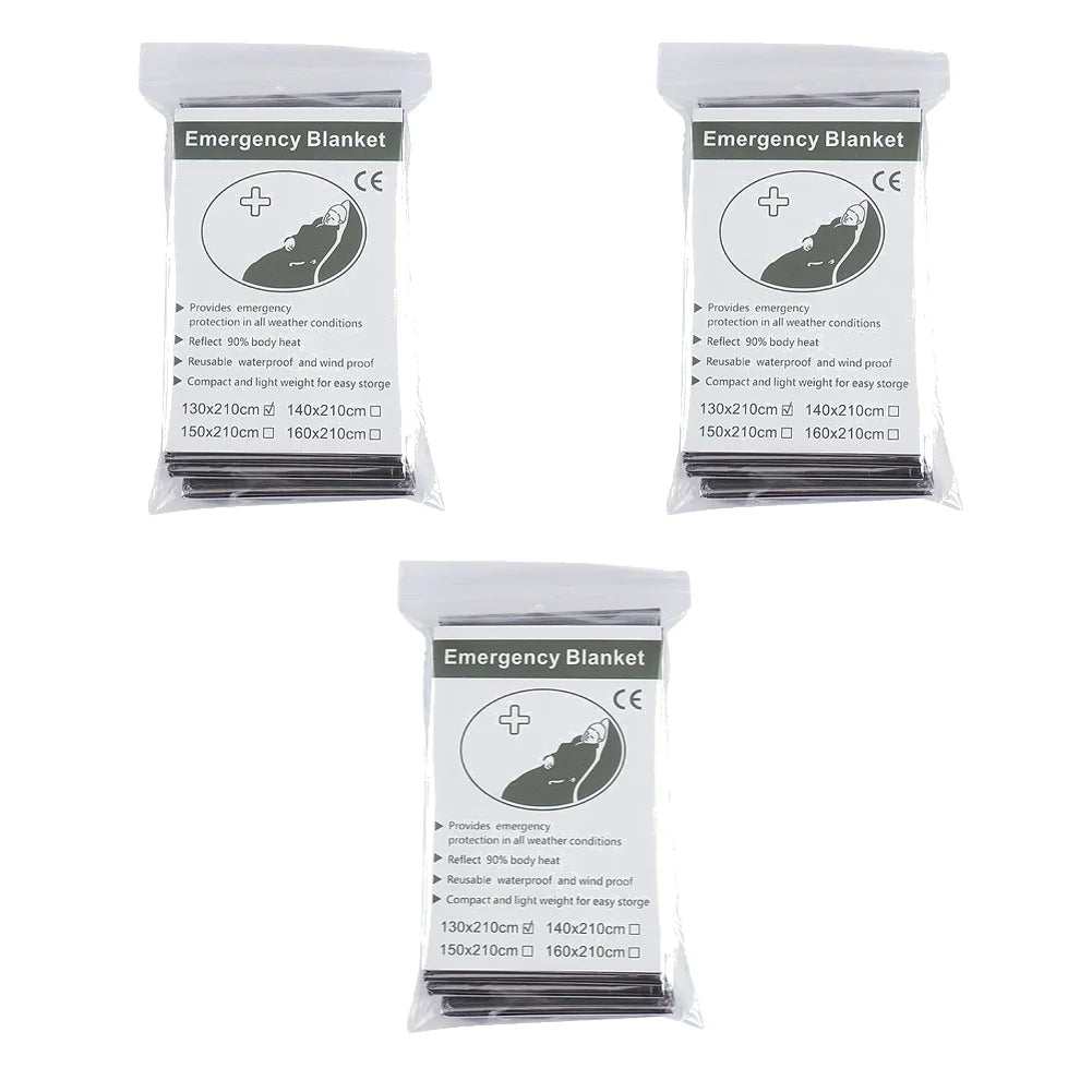 Emergency Survival Blanket Set – 1-10PCS Windproof, Waterproof Foil Thermal Blankets for Outdoor, Camping, First Aid & Rescue