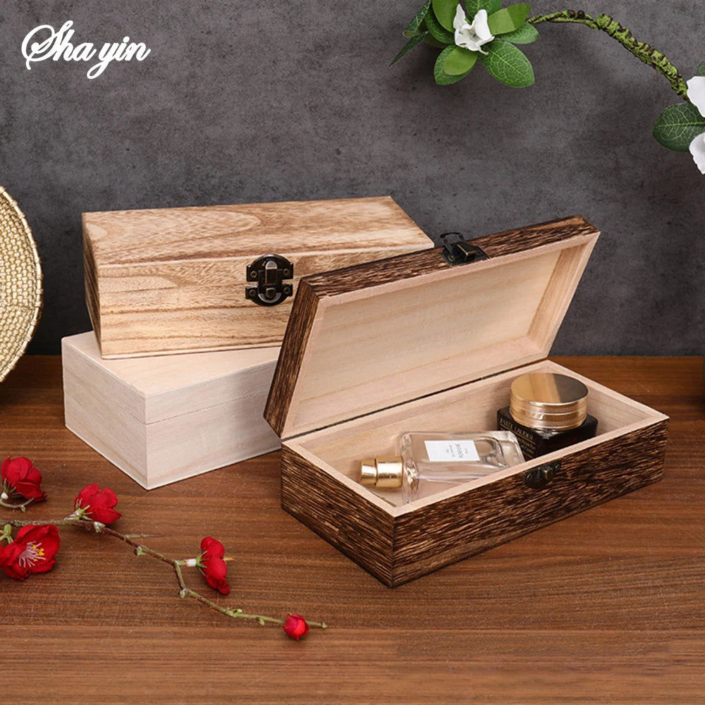 Wooden Gift Box Rectangular Wooden Box - Colored Storage Box Wooden Gift Packaging Box Organizer Box