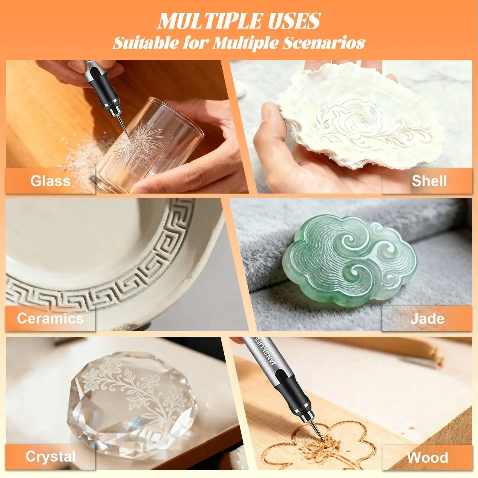 JANGKLIFE USB Cordless Rotary Tool Kit Woodworking Engraving Pen DIY For Jewelry Metal Glass Mini Wireless Drill