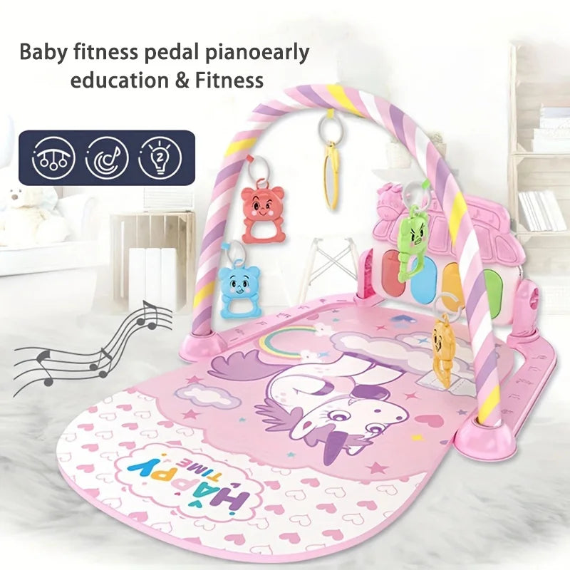 Gimnasio de Actividades para Bebé — Piano Musical, Alfombra de Gateo y Juguetes de Aprendizaje