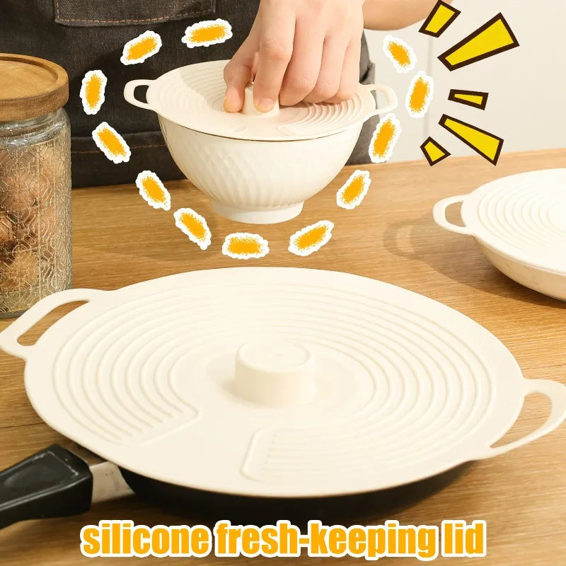 Versatile Silicone Bowl Covers Set Multi Purpose Fresh Keeping Lids Handle Design Microwave Refrigerator Food Splatt Guard Plate