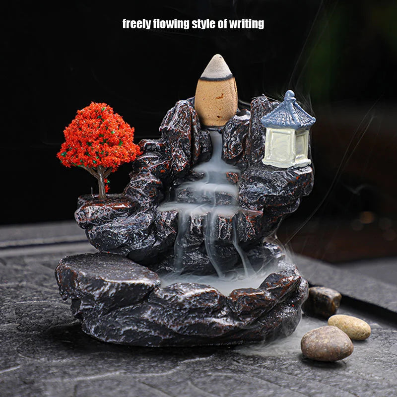 Backflow Incense Holder Waterfall Incense Burner Home Decor Aromatherapy Ornament Incense Cones with Backflow Incense Cones