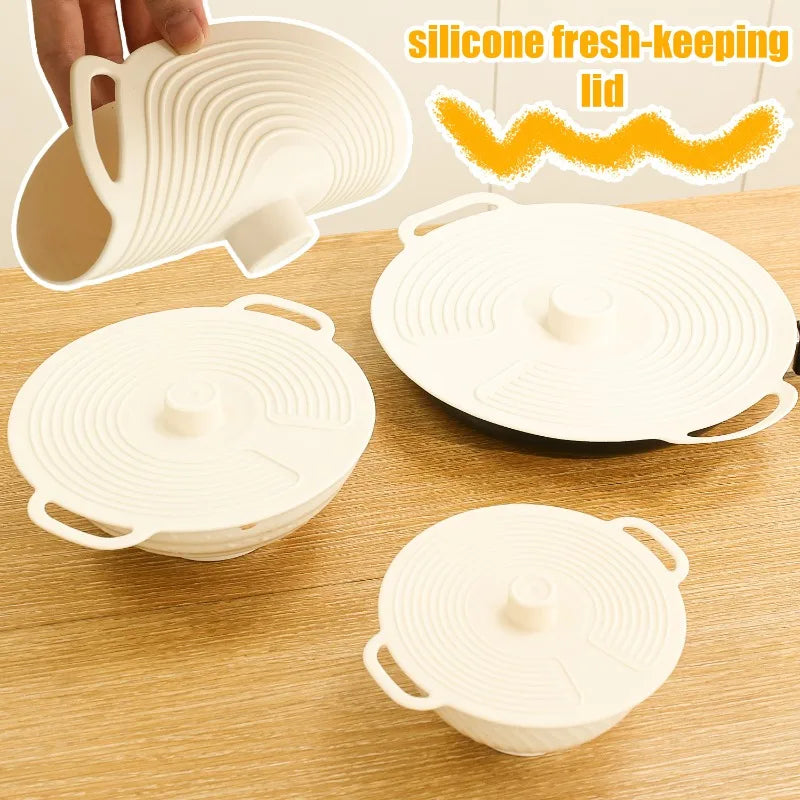 Versatile Silicone Bowl Covers Set Multi Purpose Fresh Keeping Lids Handle Design Microwave Refrigerator Food Splatt Guard Plate