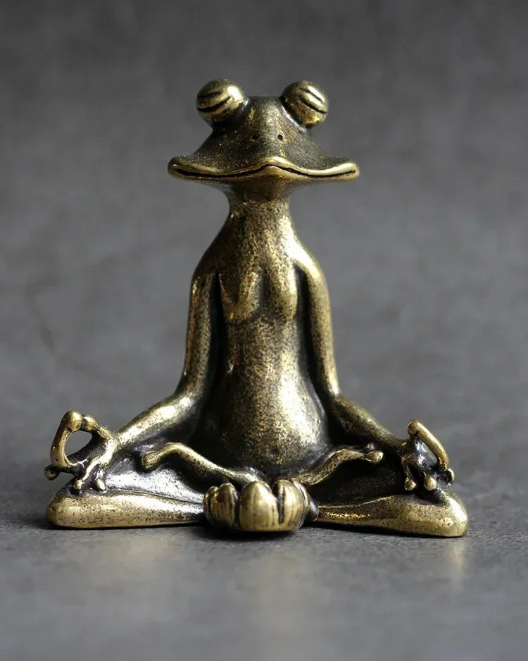 Solid Copper Zen Frog Incense Holder — Tea Pet Ornament