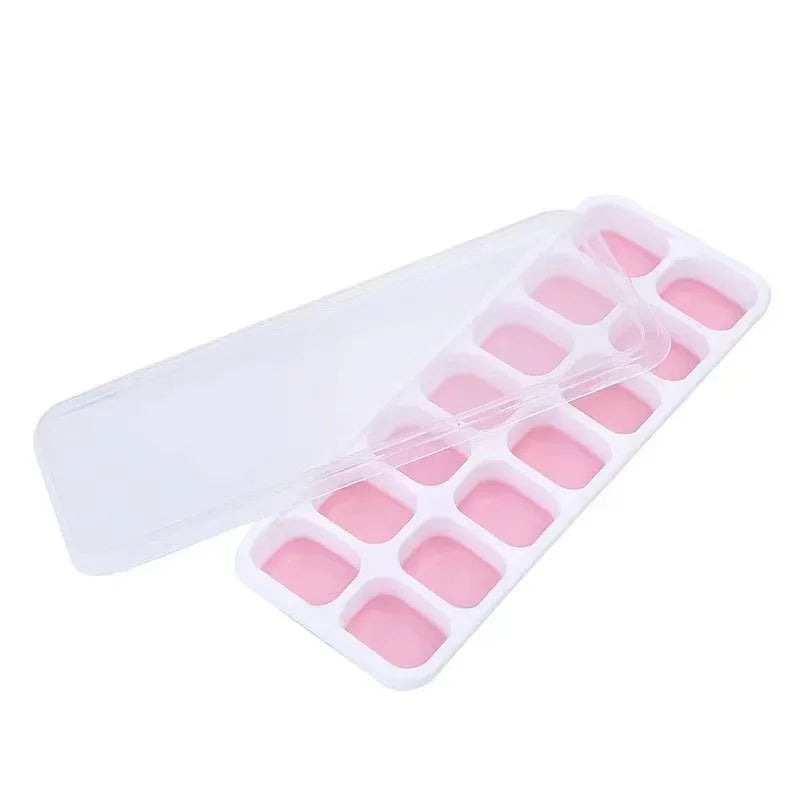 1 Pc Silicone Ice Cube Mold Easy-release Flexible Mold With Spill-resistant Removable Reusable Lidstackable Ice Tray With Cover