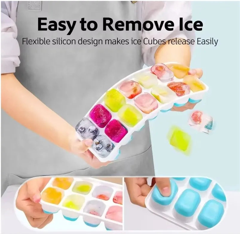1 Pc Silicone Ice Cube Mold Easy-release Flexible Mold With Spill-resistant Removable Reusable Lidstackable Ice Tray With Cover