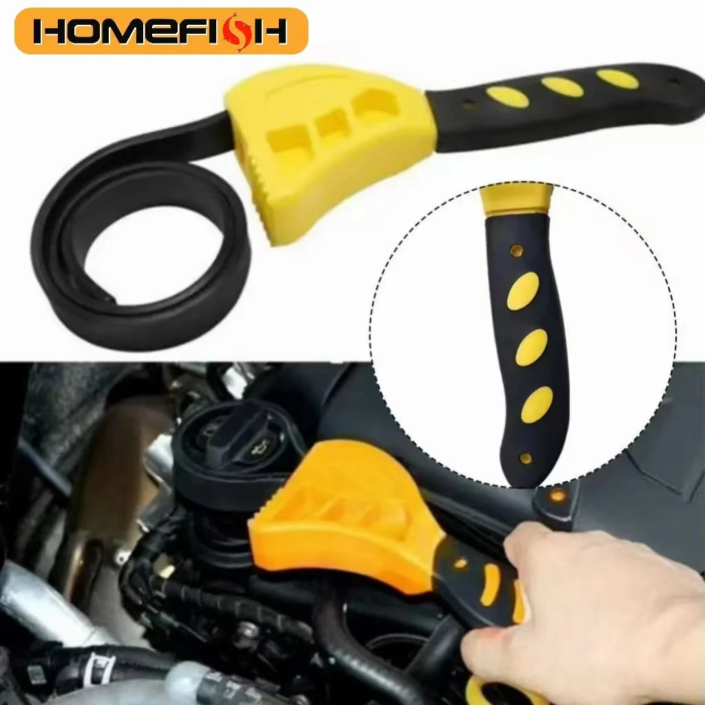 Multifunctional Belt Wrench Adjustable Rubber Strap Jar  Wrench Cartridge Pipe Wre Filter Oil Disassembly 6in