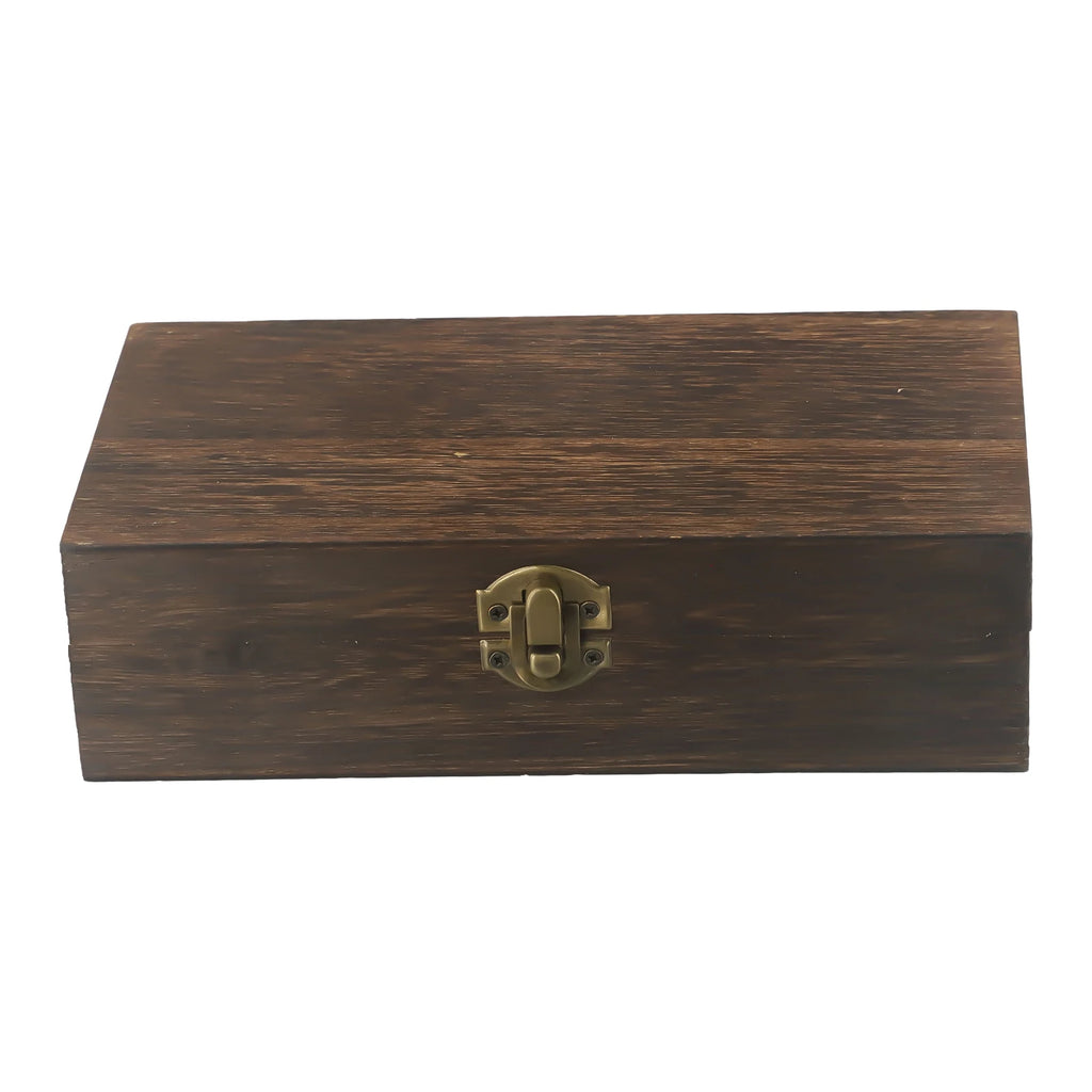 Rectangular Wooden Storage Box For Store Tea, Coffee Beans And Decorate Home Retro Buckle Wooden Box 20 X 10 X 6 Cm