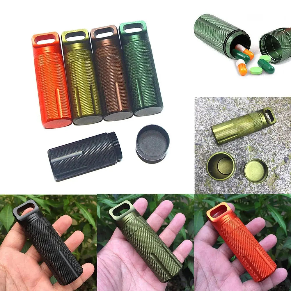 EDC Survival Kit – New Aluminum Waterproof Capsule for Pills, Bottles & Outdoor Storage, Airtight Tool Container
