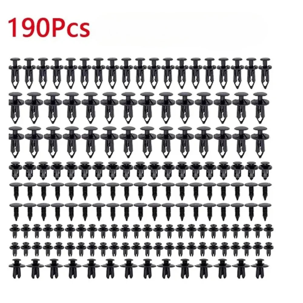 190pcs Mixed Automotive Retaining Clips – 6 Types Push Fasteners for Bumper and Trim Repair