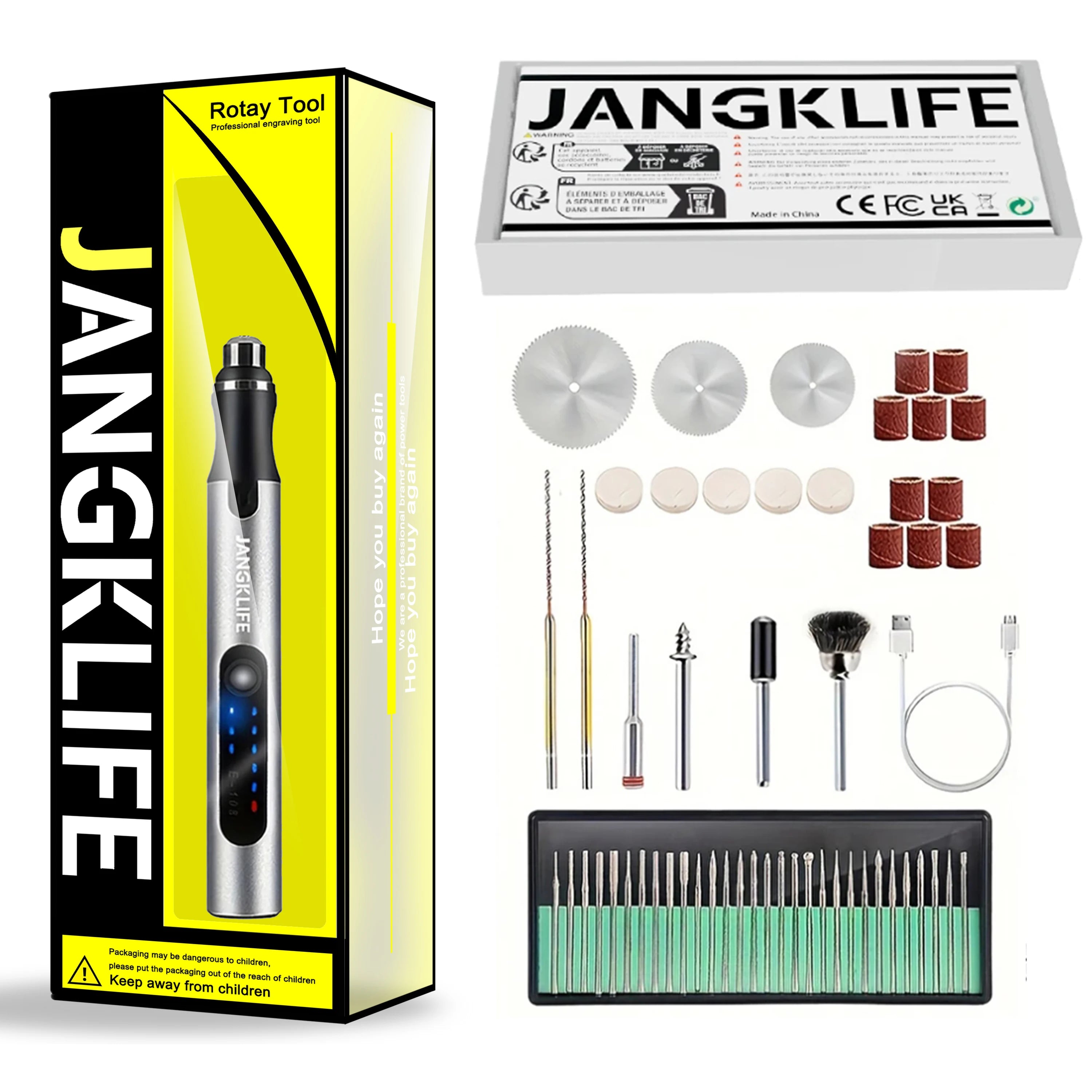JANGKLIFE USB Cordless Rotary Tool Kit Woodworking Engraving Pen Toy Pendant Figure DIY Cordless Drill