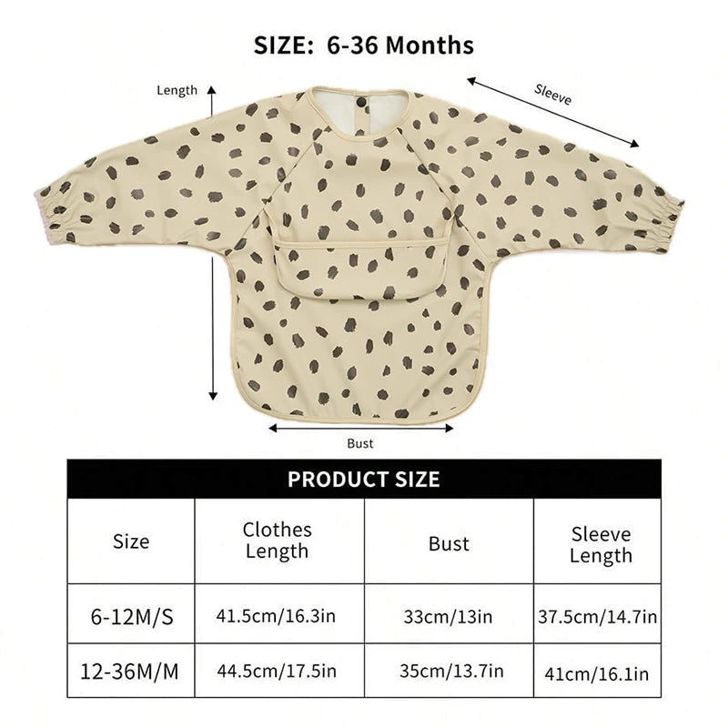 Toddler Art Smock Bib – Waterproof Baby Bib with Long Sleeves, Easy-to-Clean Painting & Mealtime Apron for Boys and Girls