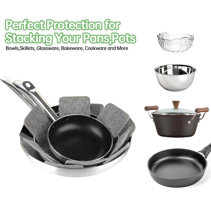 3/9/12Pcs Pot and Pan Protectors Pot Dividers Pad Non-woven 3 Sizes Pans Separator Pads for Protecting Cookware Kitchen Tools