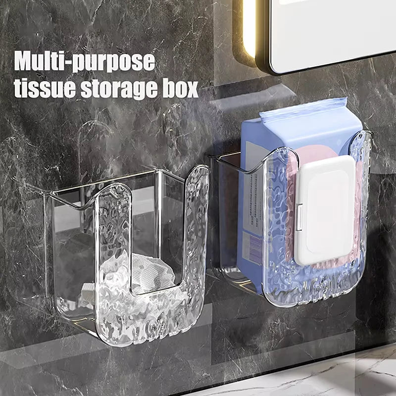 Bathroom Non Perforated Wall Mounted Wet Tissue Storage Box with Large Opening and Strong Load-bearing Capacity Storage Boxes