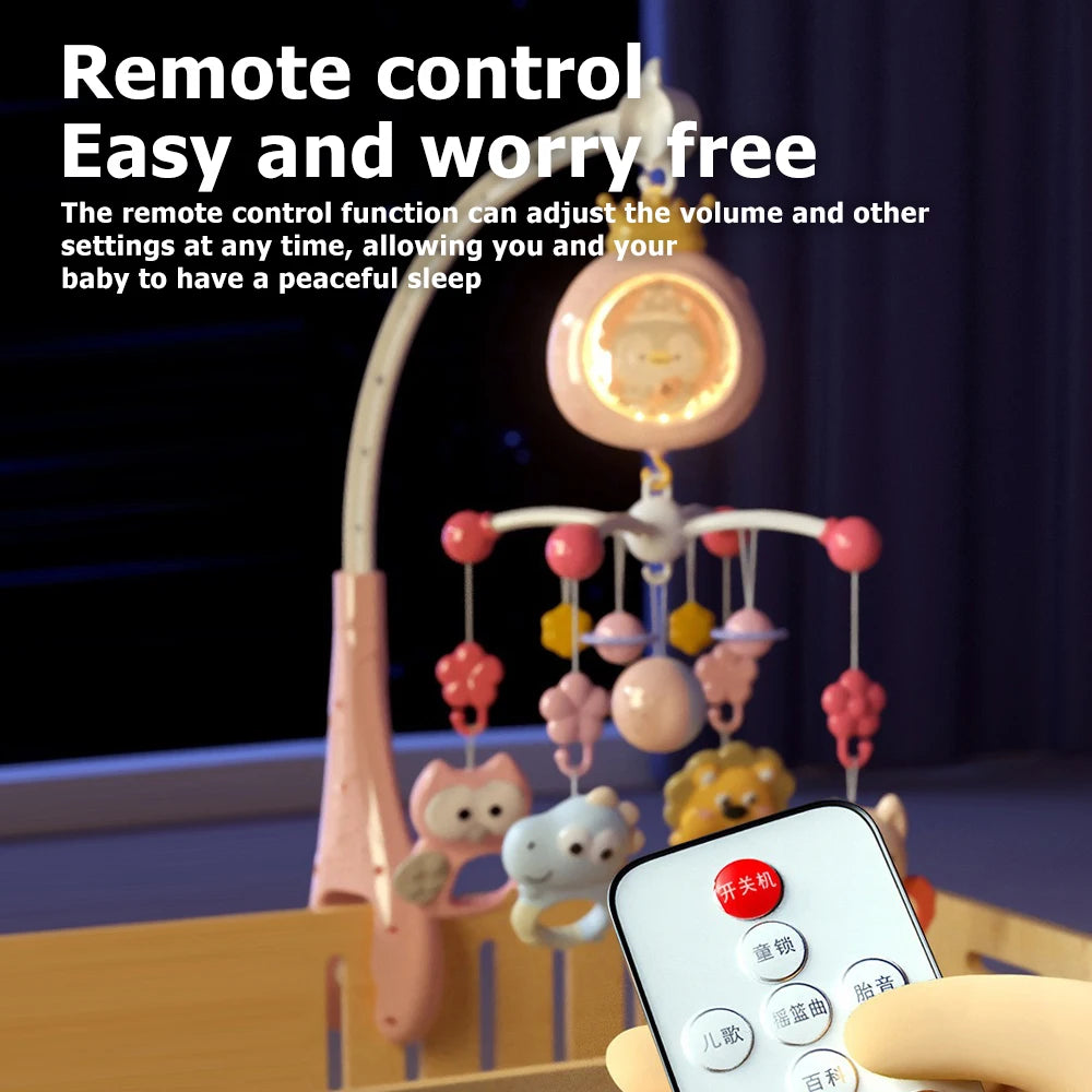 Musical Baby Crib Mobile with Projector – Rotating Cot Mobile with Night Light, Remote Control & Lullabies, Soothing Toy for Newborn Babies