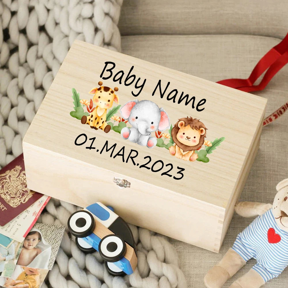 Custom Baby Memory Box – Personalized Wooden Keepsake Box for Newborns, Birth Details, Umbilical Cord & Baby Shower Gift