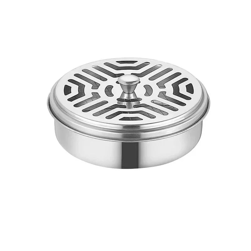 1PC Stainless Steel Mosquito Incense Box with Cover Mosquito Incense Plate Nail Teeth Mosquito Incense Tray Fire