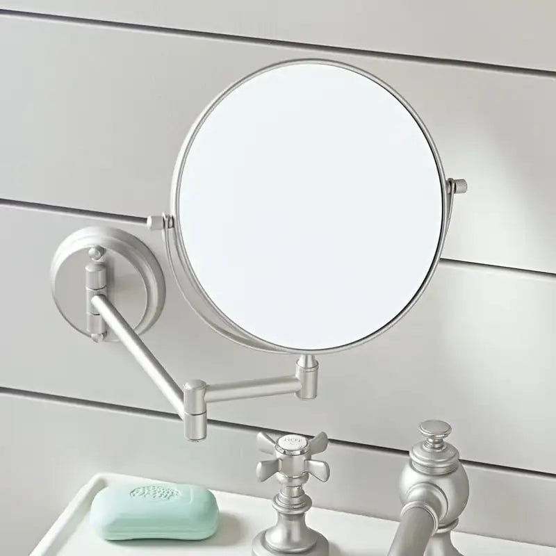 Bathroom Cosmetic Mirror 6 inch Wall Mounted Cosmetic Mirror Retractable Round Cosmetic Mirror Double Sided Mirror Bathroom